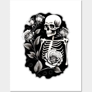 Romantic Skull and Roses Posters and Art